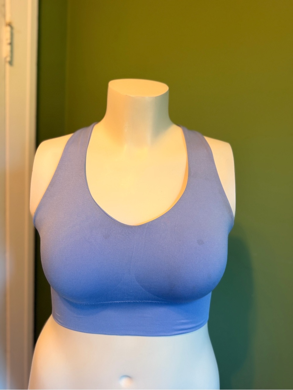 PRO FIT Seamless Scoop Neck Sports Bra - Blue size Medium